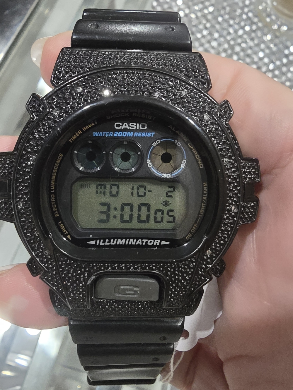G-Shock Black Digital Illuminator Watch with Textured Bezel